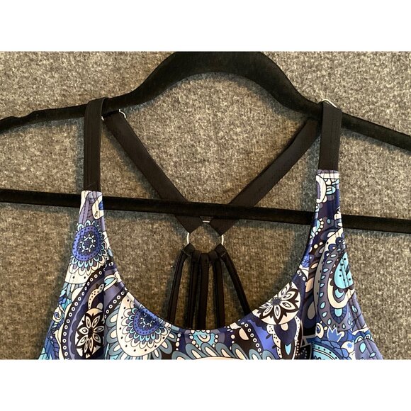 Womens XL Blue Paisley Print Tankini Top With Adjustable Straps & Tummy Control - Picture 4 of 11